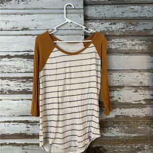 Maurices Mustard and White Striped Tee